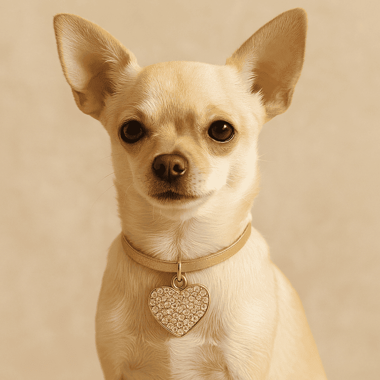 cachorrinho usando uma joia no pescoco 1