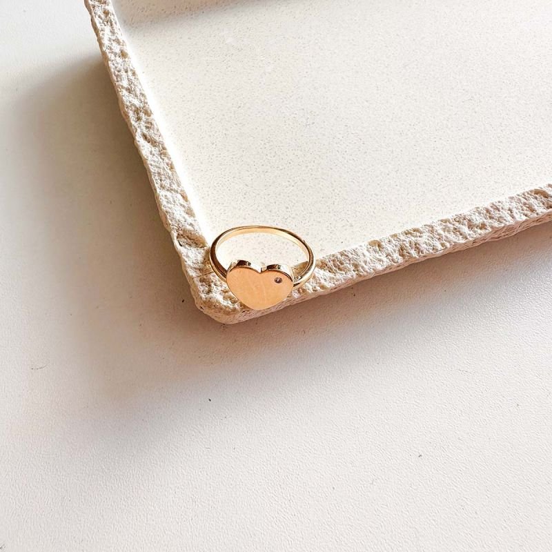 Anel Banhado a Ouro 18k Coração Personalizado