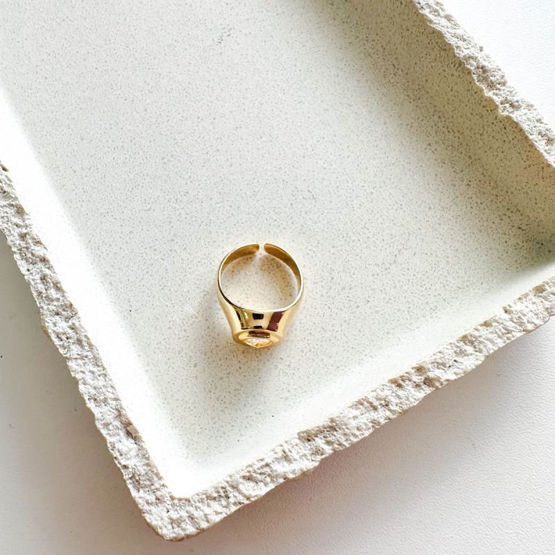 Anel Regulável Banhado a Ouro 18k Cristal Diamond Lapidado