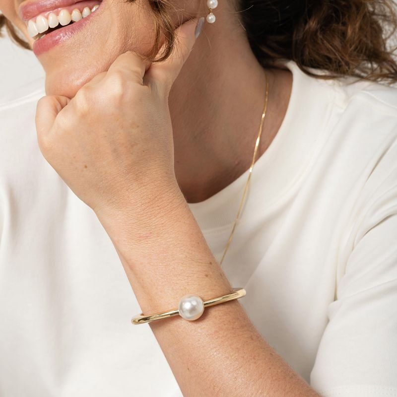 Bracelete Bijuteria com Pérola Central Delicado