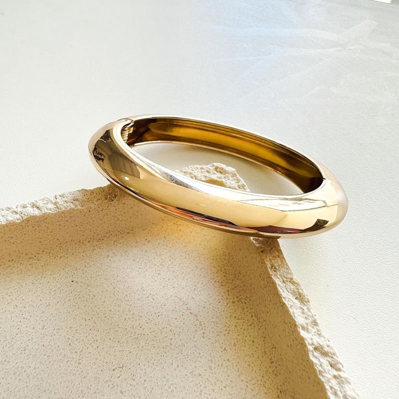 Bracelete Bijuteria Oval Liso Espelhado