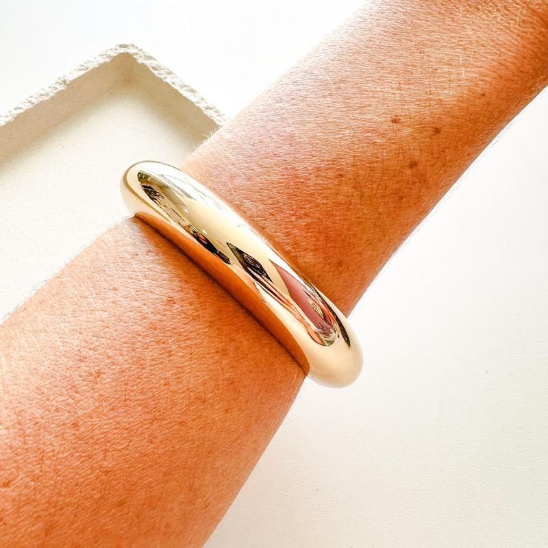 Bracelete Bijuteria Redondo Liso Espelhado