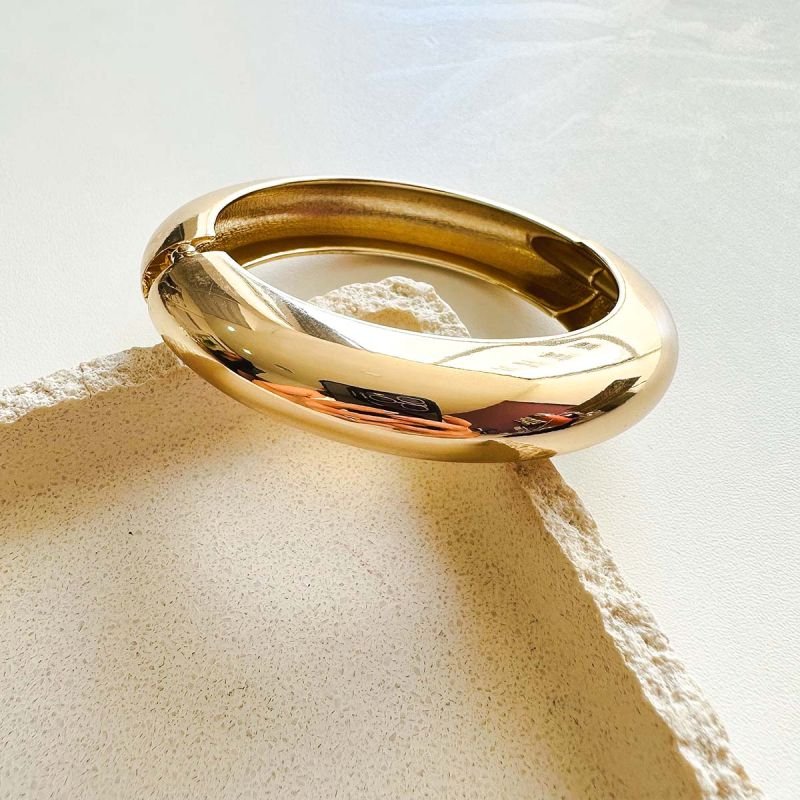 Bracelete Bijuteria Redondo Liso Espelhado