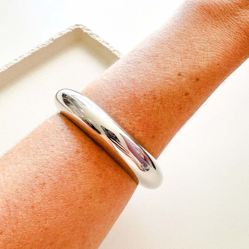 Bracelete Bijuteria Redondo Liso Espelhado