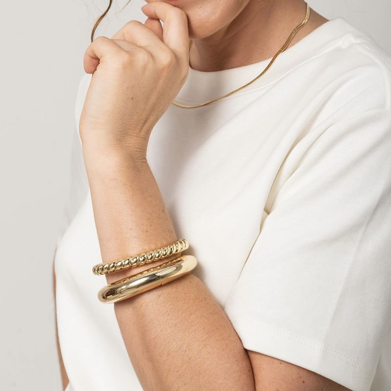 Bracelete Bijuteria Redondo Liso Espelhado