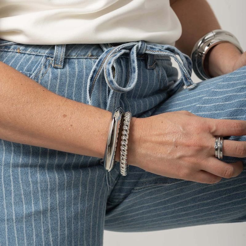 Bracelete Bijuteria Redondo Liso Espelhado