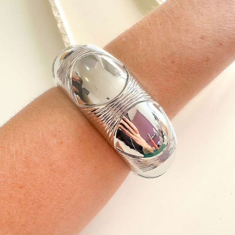 Bracelete Bijuteria Redondo Textura Canelada