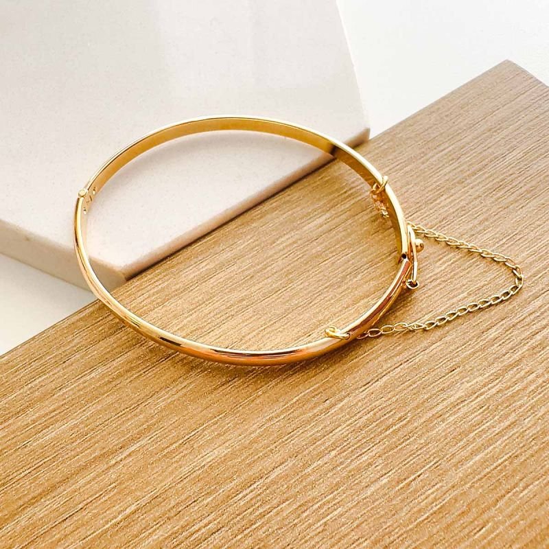 Bracelete Escrava Banhado com Correntinha de Segurança
