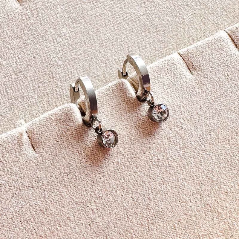 Brinco Argola Aço Com Strass