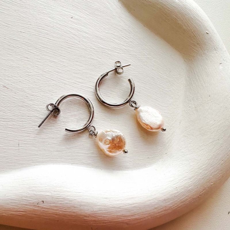 Brinco Argola Banhada Pérola Biwa