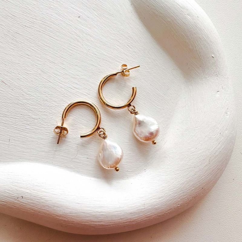 Brinco Argola Banhada Pérola Biwa