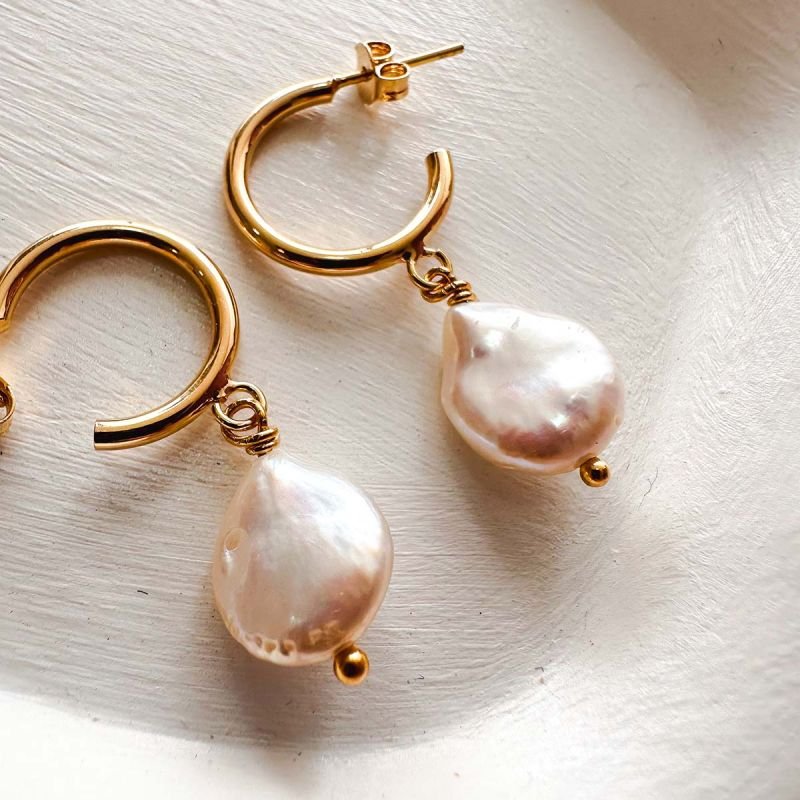 Brinco Argola Banhada Pérola Biwa