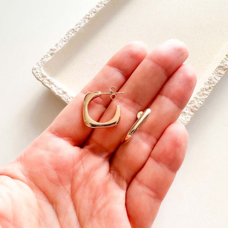 Brinco Argola Banhado a Ouro 18k Quadrado