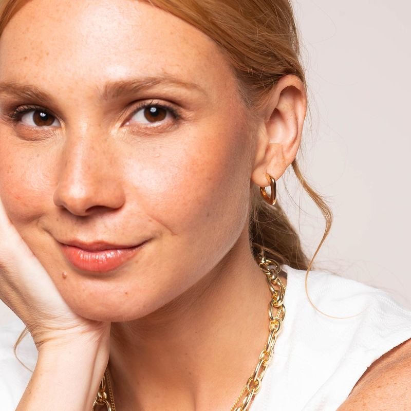 Brinco Argola Banhado a Ouro 18k Quadrado