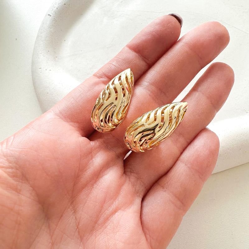 Brinco Argola Bijuteria Gota Click Vazado