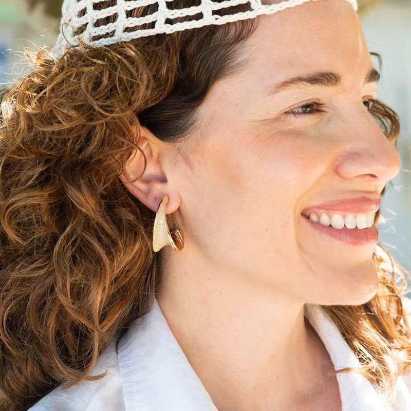 Brinco Argola Bijuteria Resina Esmaltado Torcido