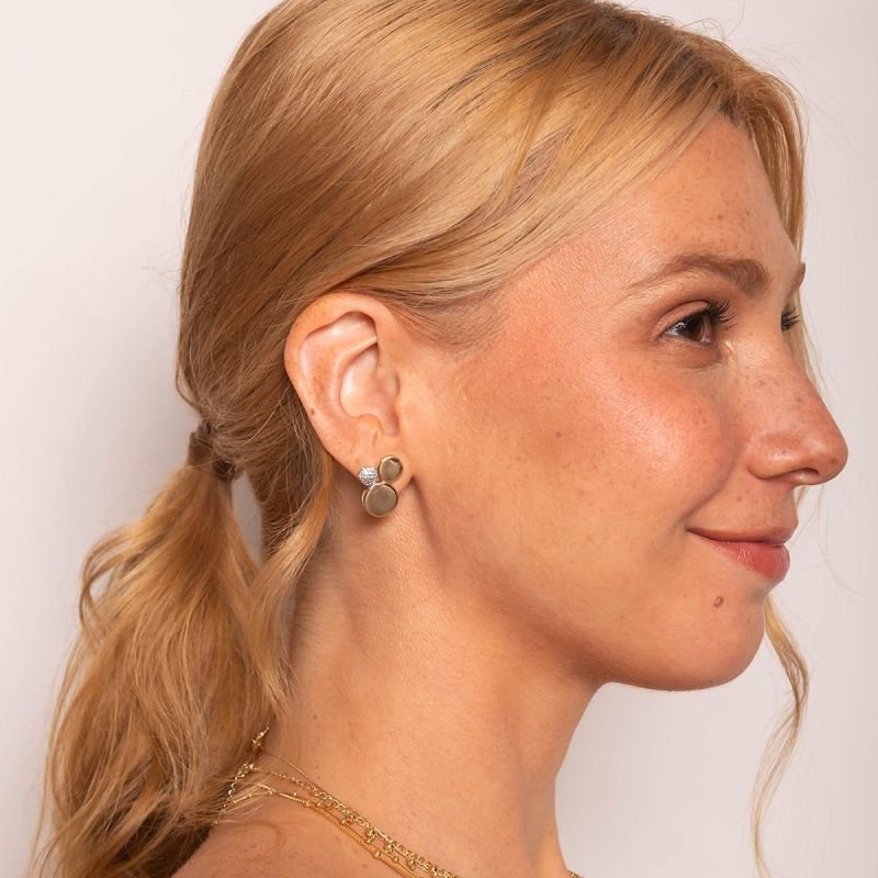 Brinco Banhado a Ouro 18k Esferas com Zircônia