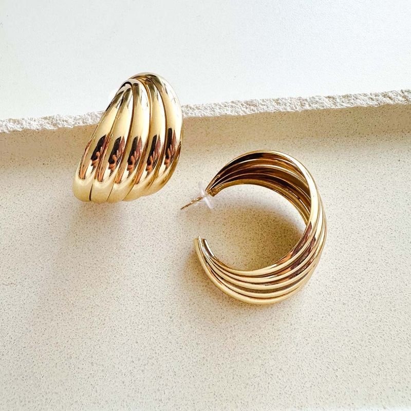 Brinco Bijuteria Argola Escultural Texturizada