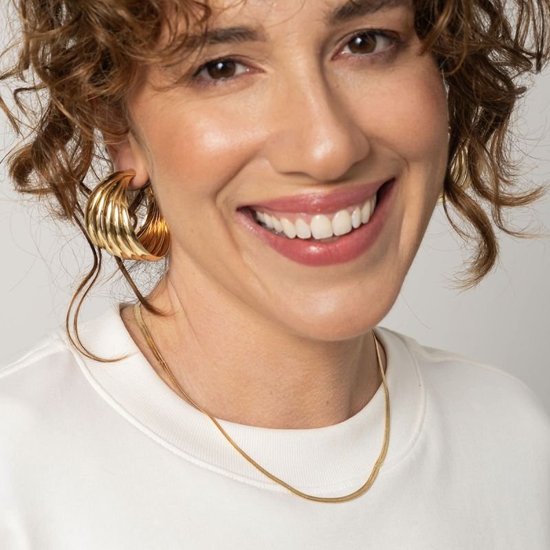 Brinco Bijuteria Argola Escultural Texturizada