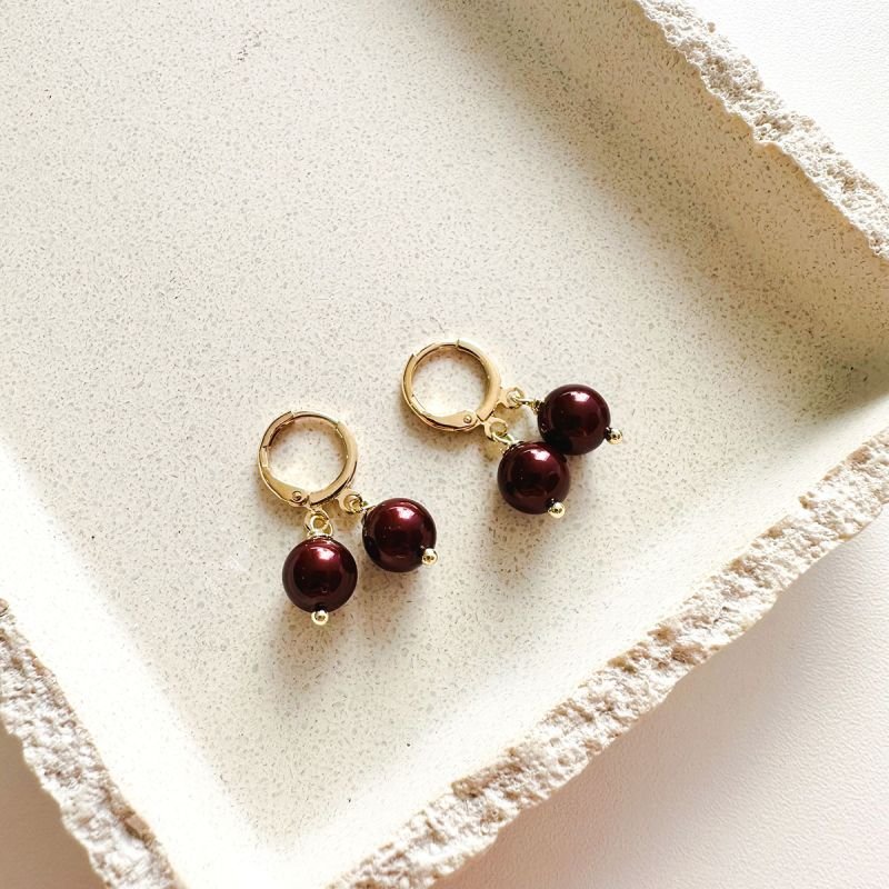 Brinco Argola Pérolas Shell Duplas Banhado a Ouro 18k