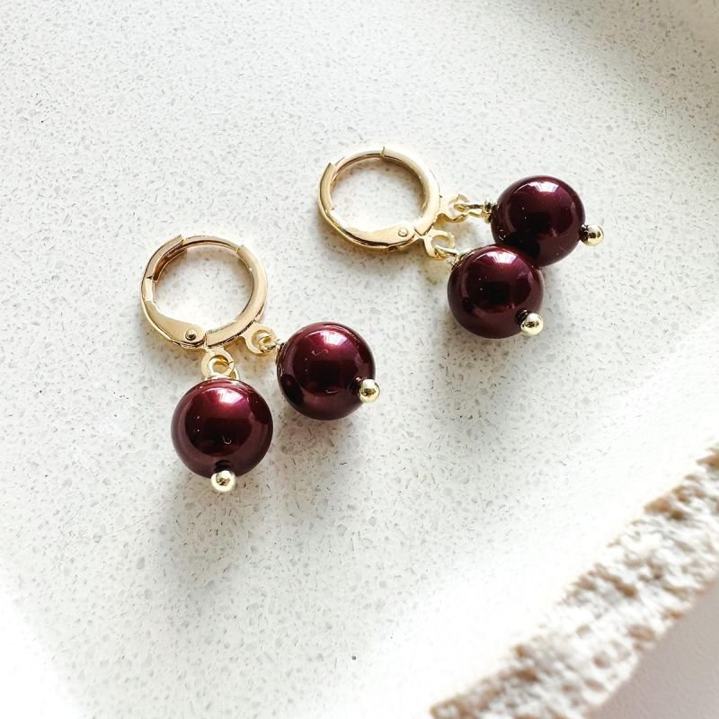 Brinco Argola Pérolas Shell Duplas Banhado a Ouro 18k