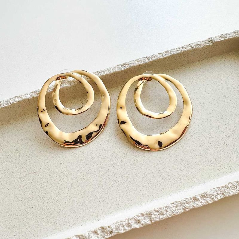 Brinco Bijuteria Duplo Contorno Orgânico