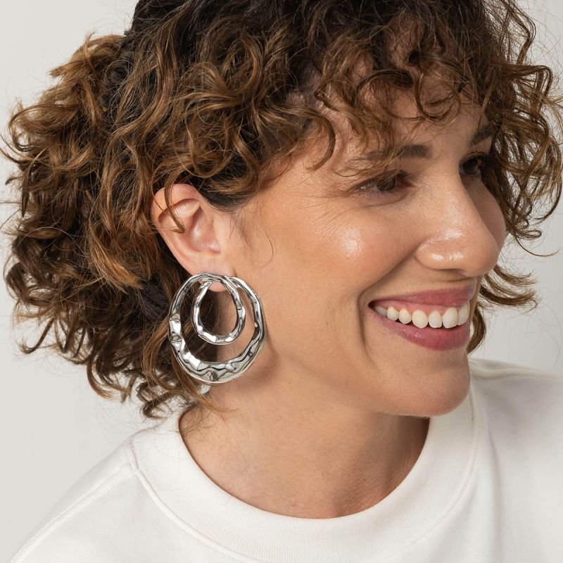 Brinco Bijuteria Duplo Contorno Orgânico