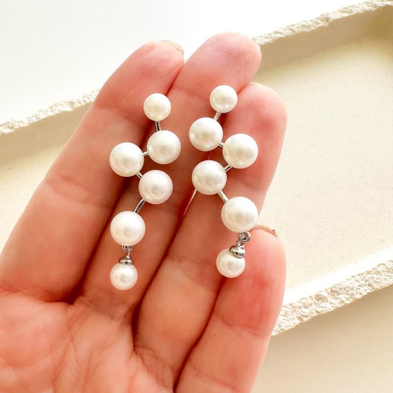 Brinco Bijuteria Cascata de Pérolas