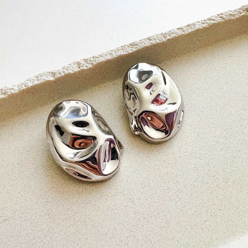 Brinco Bijuteria Abstrato Efeito Amassado