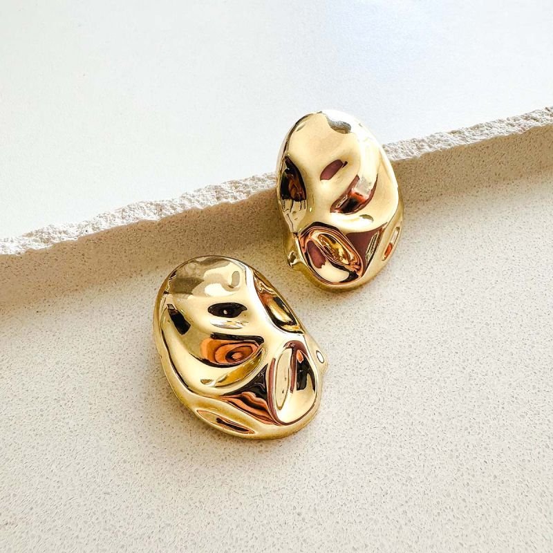 Brinco Bijuteria Abstrato Efeito Amassado