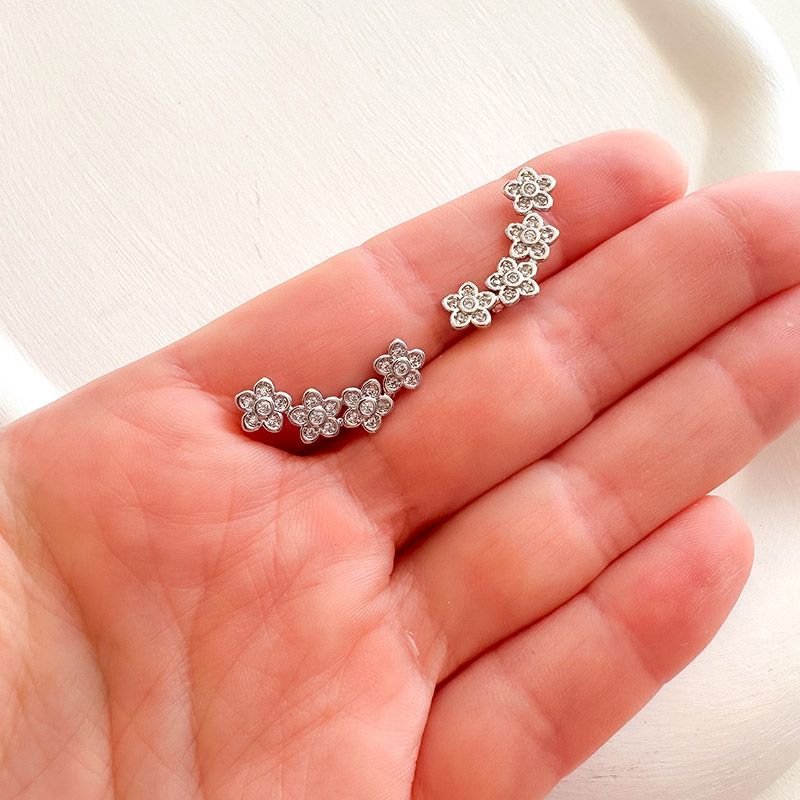 Brinco Earcuff Bijuteria Flores