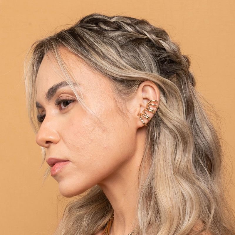 Brinco Ear Cuff Bijuteria Linhas