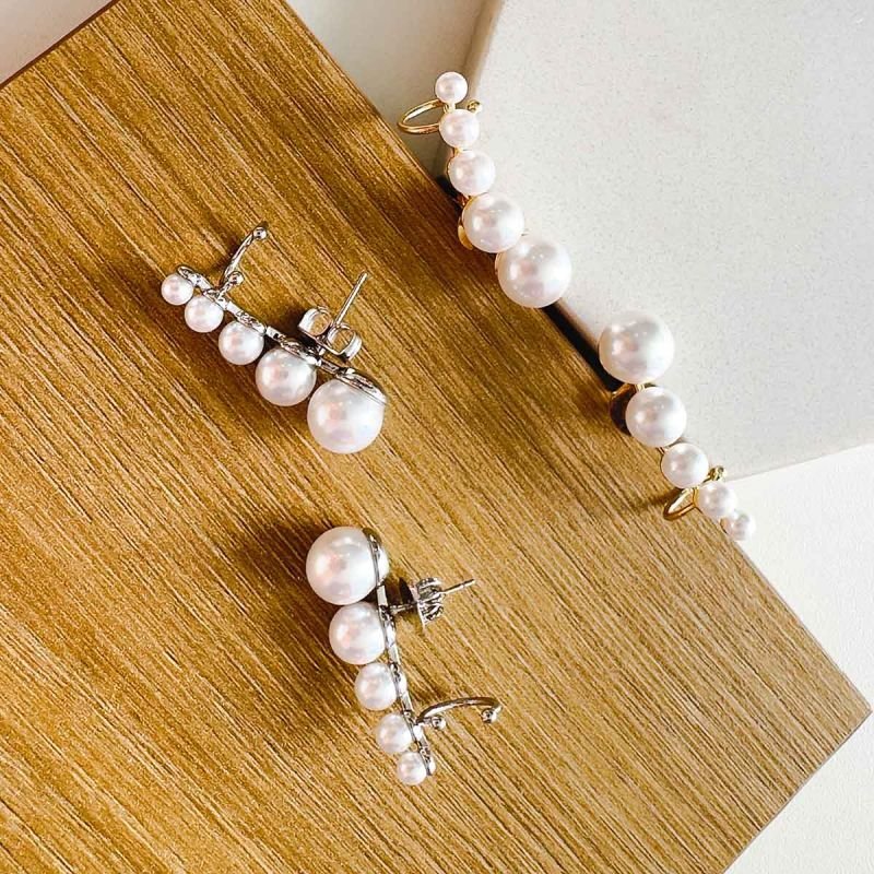 Brinco Ear Cuff Bijuteria Pérolas