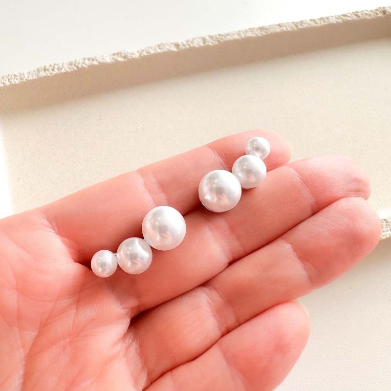 Brinco Earcuff Bijuteria Três Pérolas