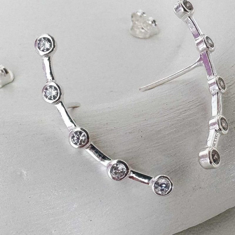 Brinco Earcuff Prata Detalhe Zircônia