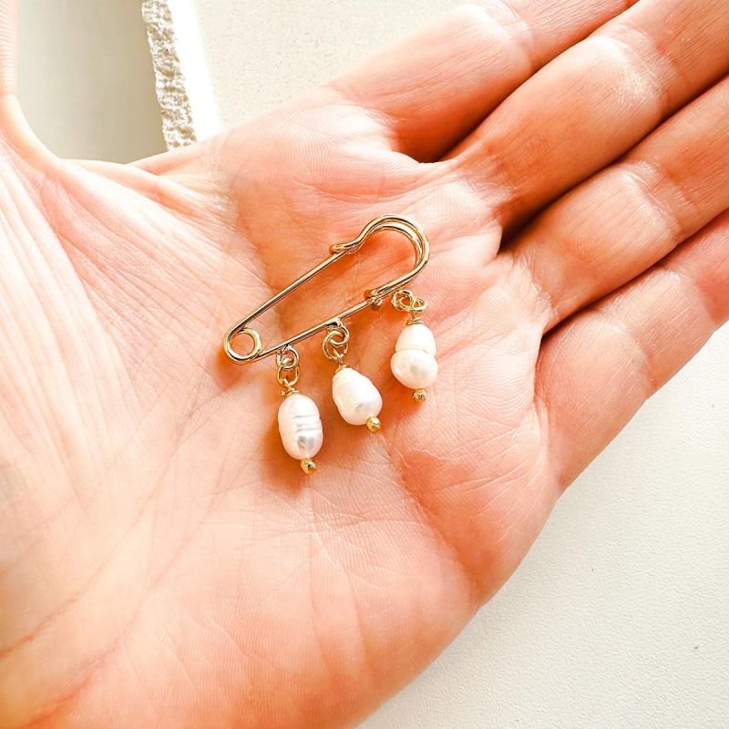 Broche Alfinete Pérolas Orgânicas Pequeno