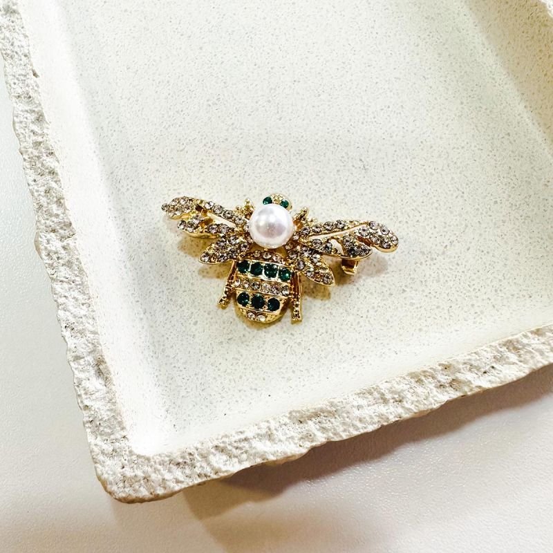 Broche Bijuteria Abelha Rainha Esmeralda