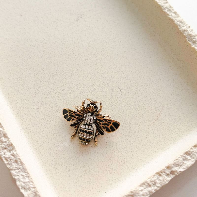 Broche Bijuteria Abelha Rainha Preta com Strass
