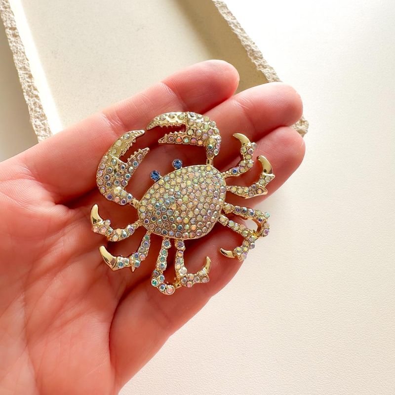Broche Bijuteria Caranguejo Dourado Brilhante