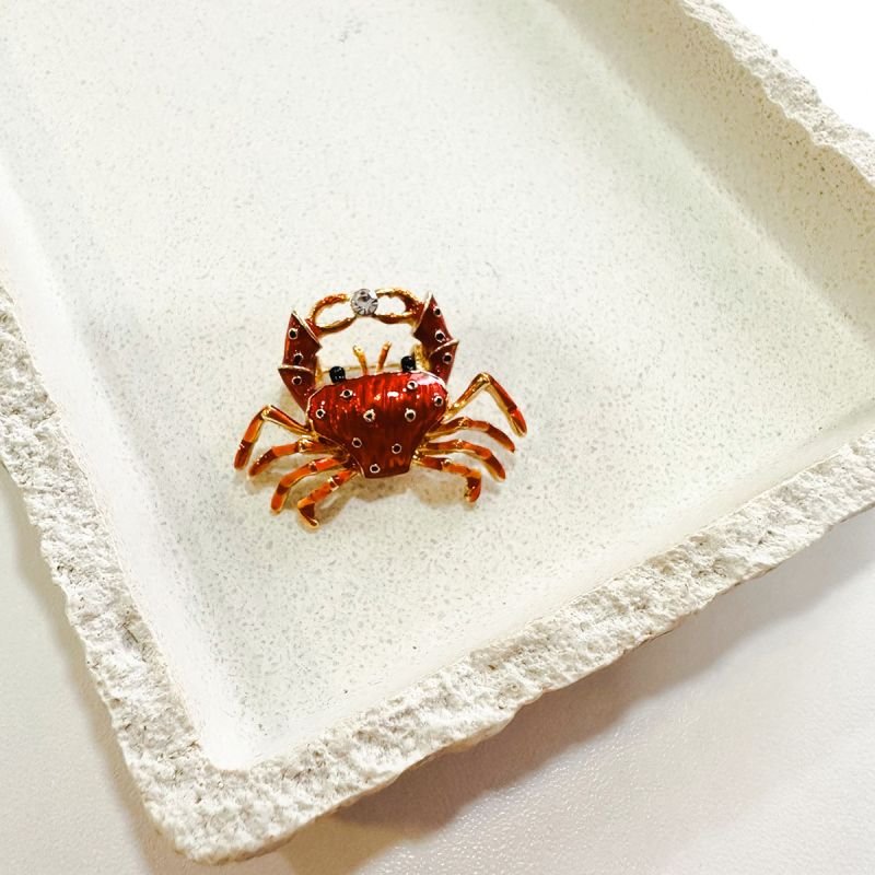 Broche Bijuteria Caranguejo Esmaltado