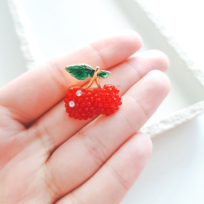 Broche Bijuteria Cerejas Estiloso Pequeno