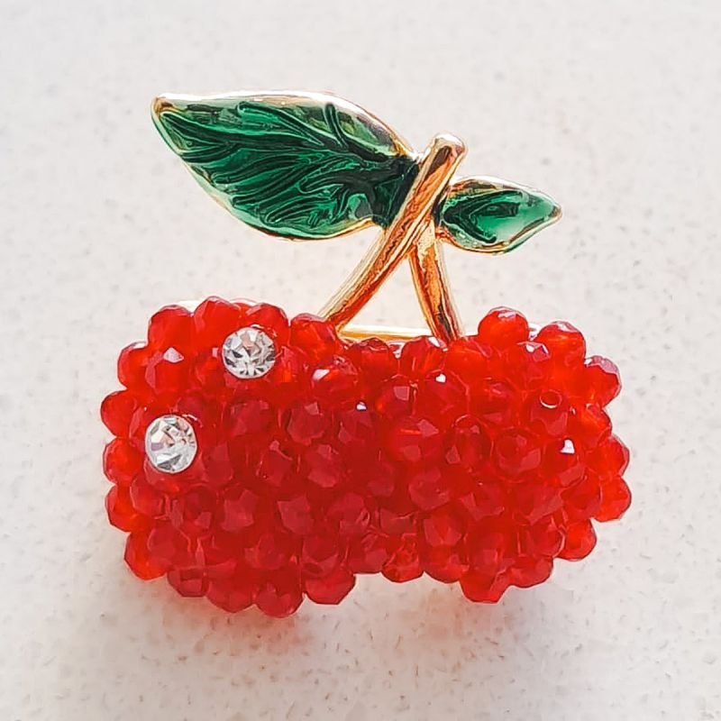 Broche Bijuteria Cerejas Estiloso Pequeno