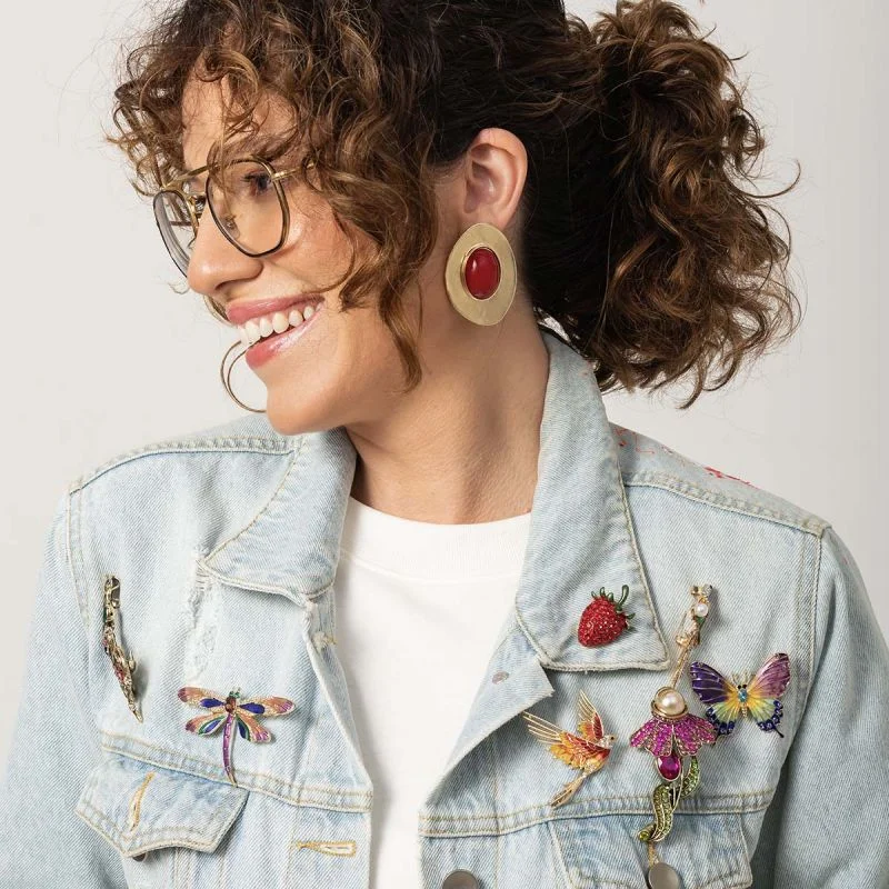 Broche Bijuteria Cereja com Strass