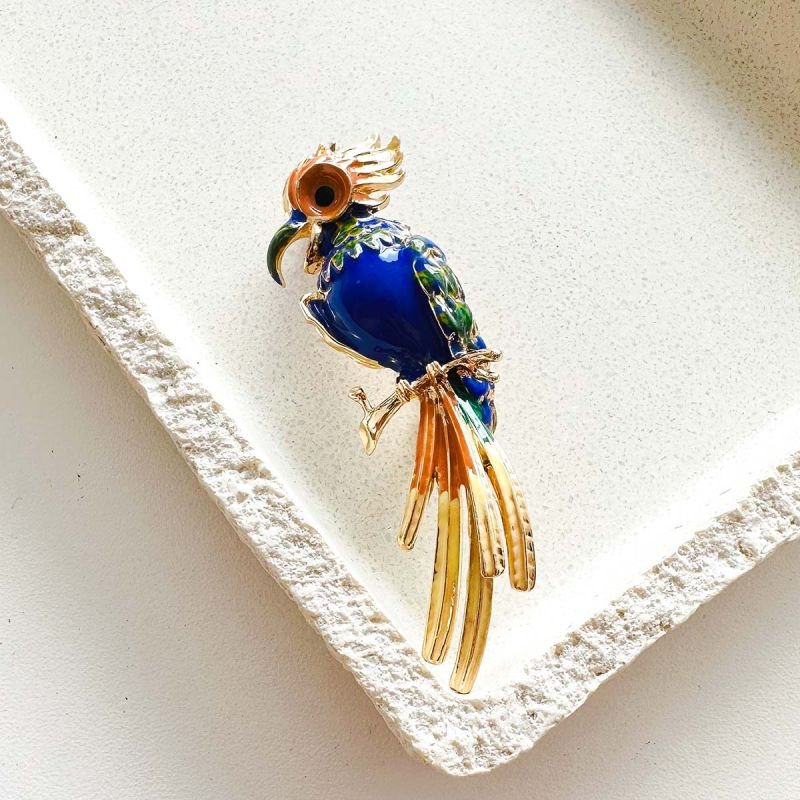 Broche Bijuteria Cacatua Azul Esmaltada