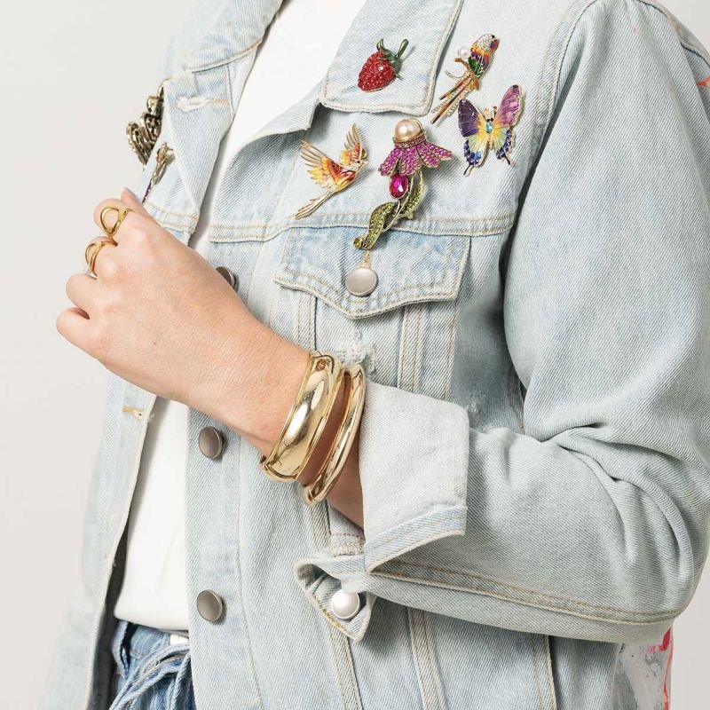 Broche Bijuteria Pássaro Esmaltado Multicolorido