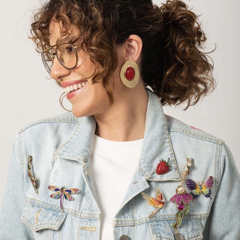 Broche Bijuteria Pássaro Esmaltado Multicolorido