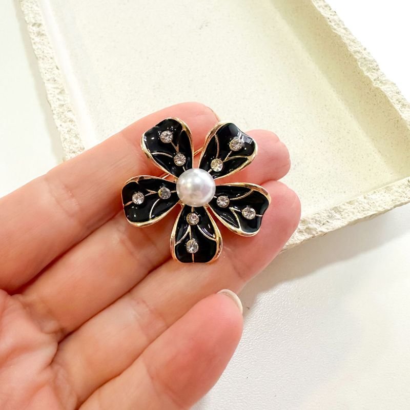 Broche Bijuteria Flor Pérola Elegance