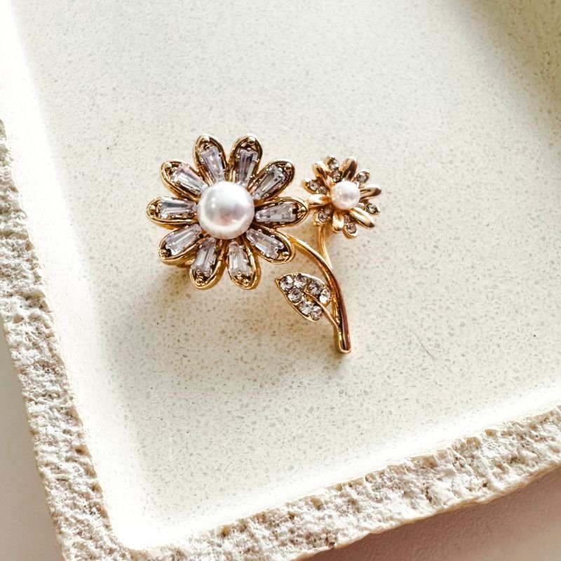 Broche Bijuteria Floral Pérola Lumière