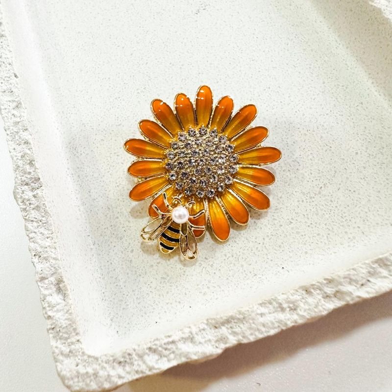 Broche Bijuteria Girassol com Abelha