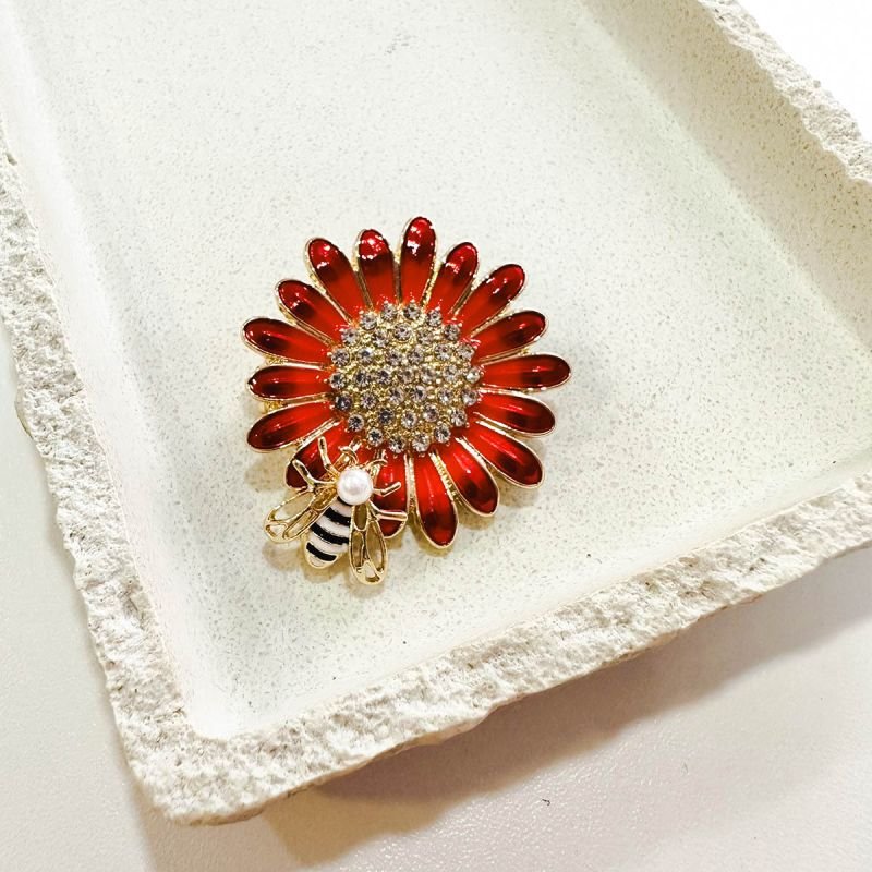 Broche Bijuteria Girassol com Abelha